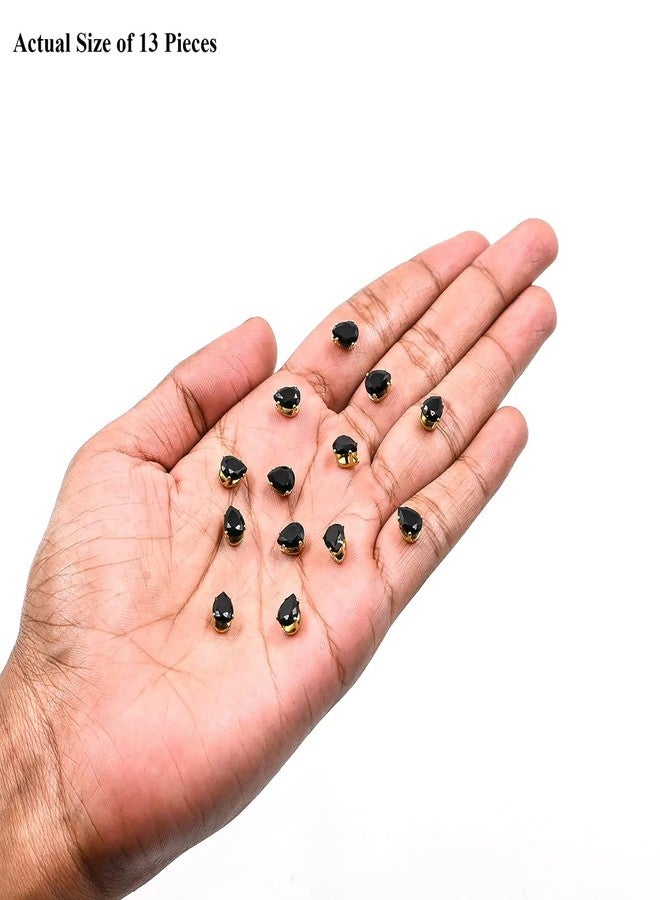 Embroiderymaterial Sew On Crystal Stone Rhinestone Beads for Fabric, Craft, Embroidery, Sewing and Jewellery Making with Crown Prong Claws Setting (6X8MM - 25 Pieces, Black) - Image 3